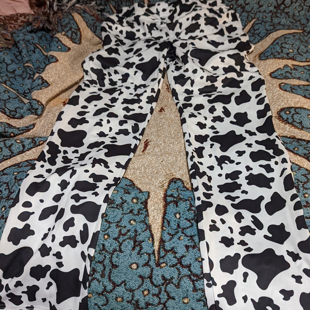Nasty Gal Cow Print Flare Pants